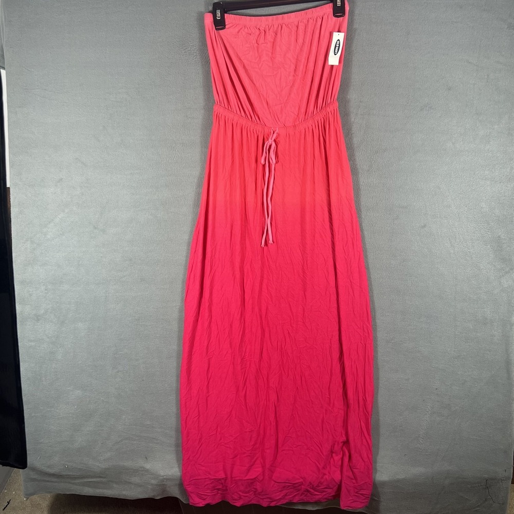 Old Navy Women's S Petite Pink Strapless Maxi Dress Elastic Waist NWT